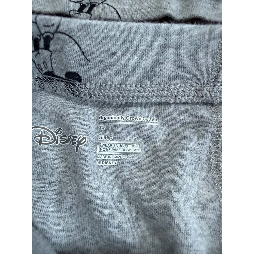 Gap Kids Disney Mickey Mouse Pajama Set Size 14 XL Youth Shorties Gray PJs 2 PC